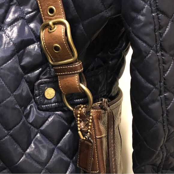 COACH Brown Tumbled Leather Crossbody Tote Shoulder Bag Exterior Zipper Pocket - Picture 15 of 16